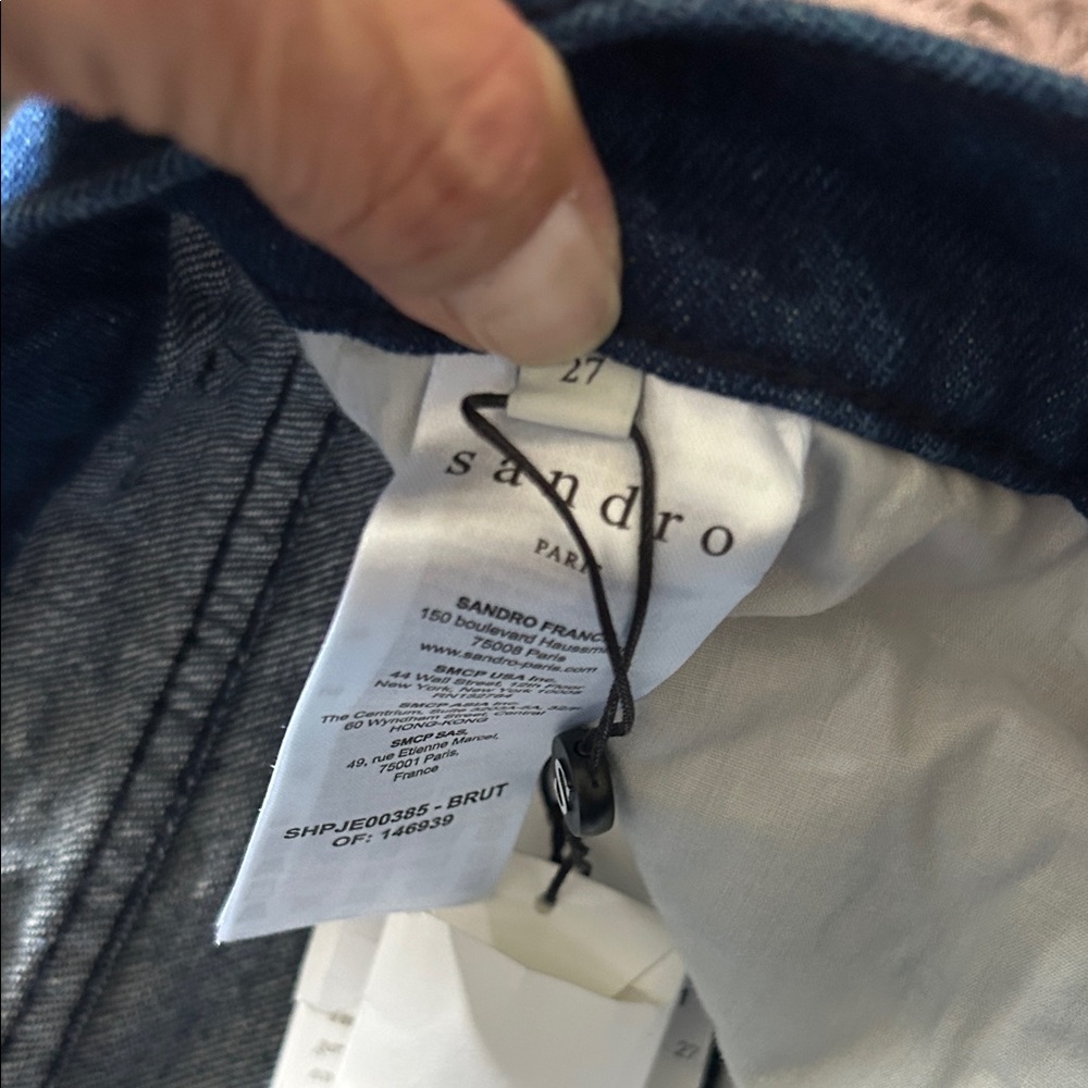 NWT SANDRO Slim Deep Blue Jeans Men's W27 Button Fly Mid Rise 5 Pocket Design - Picture 2 of 6